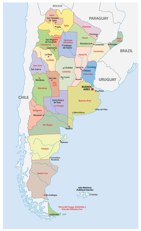 Argentina Facts, America Outline, Argentina Map, Country Facts, Physical Map, Esl Activities, Spanish Speaking Countries, Tourist Map, Argentina Travel