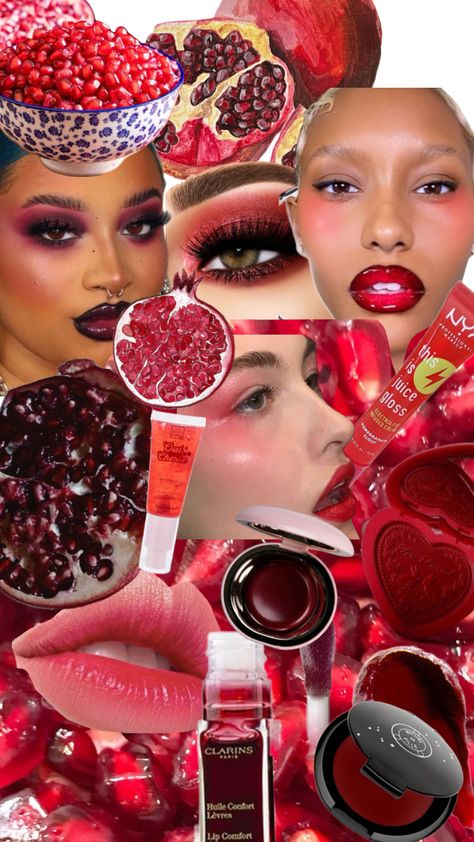 Pomegranate Makeup Pomegranate Girl, Makeup Inspo, Beauty Routines, Pomegranate, Mardi Gras, Makeup Looks, Make Up, Makeup, Beauty