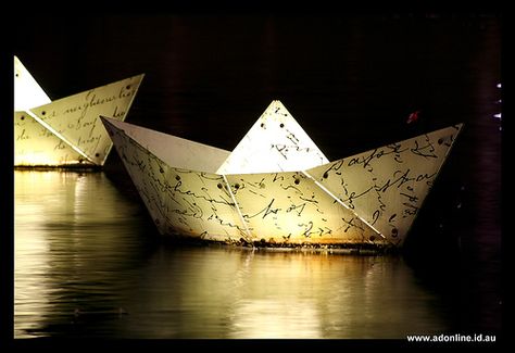 Shaun Kirby - glass origami boats Origami Boats, Paper Boats, Glass Boat, Origami Boat, Adelaide Australia, Public Sculpture, Boat Art, Paper Boat, Quirky Art