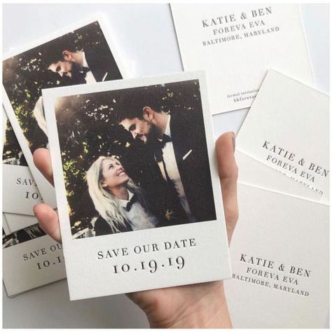 Aug 25, 2020 - Love the Polaroid-inspired ‘Save The Date’ idea, created by @swellpress Affordable Save The Dates, Unique Save The Date Photos, Save The Date Ideas With Photo, Cheap Save The Date Ideas, Fun Save The Date, Wedding Invitation Ideas Unique Creative, Fun Save The Date Ideas, Peach Dip, Simple Save The Date