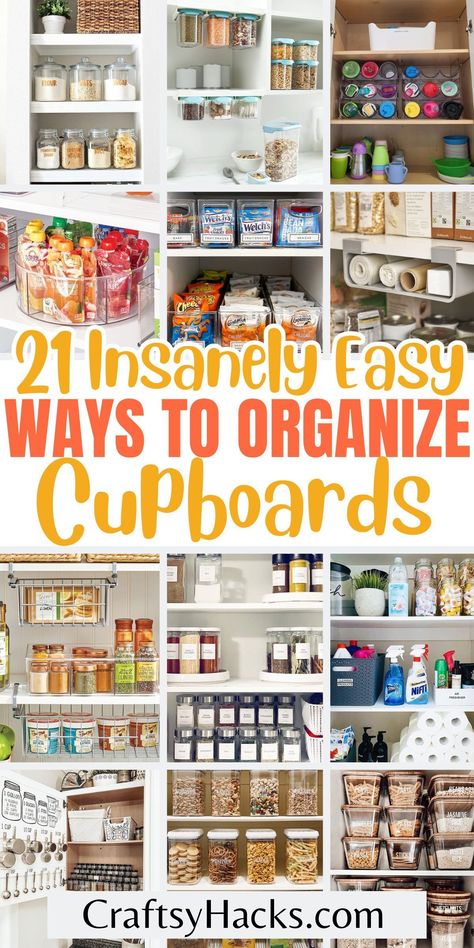 Unlock the secrets of kitchen cupboard organizing with our brilliant collection of storage hacks and shelving ideas. Transform cluttered shelves into models of efficiency with these storage solutions for all your cupboards. Pantry Cupboard Ideas Kitchen Organization Small Spaces, Kitchen Cupboard Organization Layout, Small Cupboard Ideas, How To Organise Kitchen Cupboards, Food Cupboard Organization, Cupboard Organization Kitchen, Declutter 2023, Organise Kitchen Cupboards, Deep Cupboard Organization