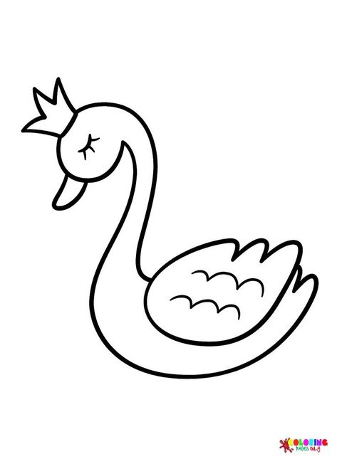 Swan Coloring Pages, Kids Birthday Treats, Swan Drawing, Cute Swan, June Crafts, Clipart Black And White, Pattern Ideas, Birthday Treats, Cute Easy Drawings