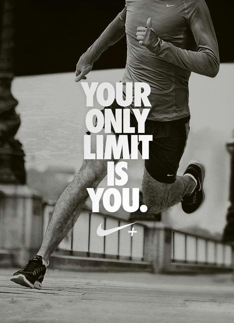 Your only limit is you! #MotivationalWednesday Nike Quotes, Basketball Nike, Running Quotes, Running Inspiration, Sports Quotes, Nike Football, Gym Humor, Sport Motivation, Running Motivation