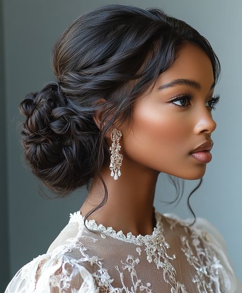 💇 Transform Glamorous Braids Updo Hairstyle with Bridesmaid Braid Updo Simple Elegant Hairstyles For Black Women, Side Part Bridal Hair Updo, Black Hairstyles For Weddings The Bride, Boho Wedding Hairstyles Black Hair, Updos For Medium Length Hair Formal, Strapless Formal Dress Hairstyles, Closure Sew In Updo, Naturally Curly Hair Bridesmaid Styles, Black Brides Hairstyles Braids