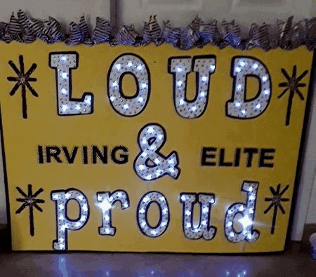 Cheer competition sign with lights. #cheersigns #spirit #cheerleading #fansinthestands #loudandproud #cheer #allstar #cheercompetition Cheer Poster Ideas For Competition, Competitive Cheer Poster Ideas, Cheer Tryout Poster Ideas, Cheer Competition Fan Signs, Signs For Cheer Competition, Cheer Competition Hotel Door Signs, Dance Competition Poster Ideas Diy, Cheerleader Bulletin Board Ideas, Dance Signs Competition