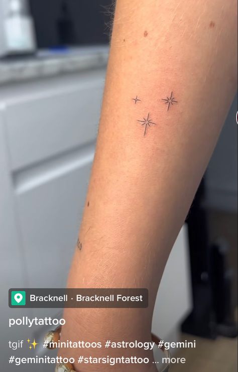 Gemini Star Tattoo, Gemini Star, Gemini Tattoo, Star Tattoos, Mini Tattoos, Star Signs, Tatting, Piercings, Tattoos