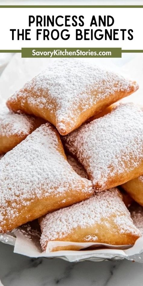 Looking for a fun and delicious dessert that will impress your friends? These Princess And The Frog Beignets are the perfect choice, offering a delightful twist on a classic treat. Be sure to save this recipe for a charming dessert that everyone will love! Beniet Dough, New Orleans Dinner Recipes, Beneights Recipe New Orleans, Binet Recipe New Orleans, New Orleans Dessert Recipes, Beignet Recipe Easy, New Orleans Food Recipes Louisiana, Princess And The Frog Beignets, Soul Food Desserts