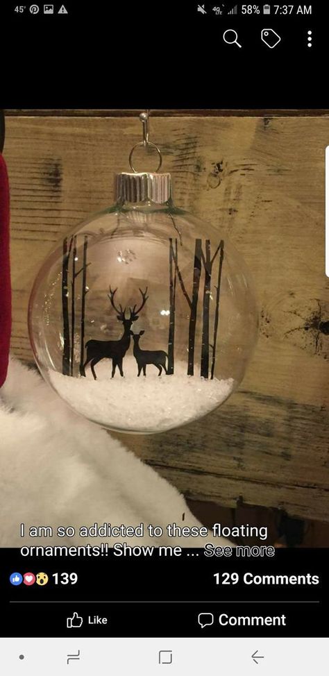 Floating Ornaments Diy, Ornaments Cricut, Hunting Christmas Ornaments, Xmas Bulbs, Memory Ornaments, Hunting Ornaments, Painting Ornaments, Ornaments Diy Christmas, Vinyl Ornaments