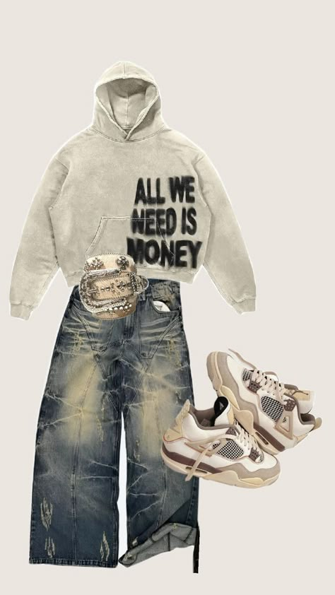 Outfit Urban Wear Streetwear, New Balance Baggy Outfit, Downtown Baggy Outfits, Plain Outfit Ideas, Baggy Clothes Outfit Ideas, Baggy Streetwear Outfit, Baggy Style Outfits, Y2k Outfit Collage, White Baggy Pants Outfit