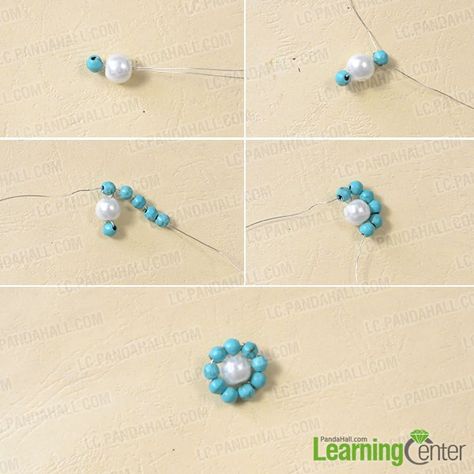 Make a beaded flower pattern How To Make Beaded Flower Earrings, Diy Flower Earrings Beads, Easy Beaded Flowers, How Do You Make A Flower Out Of Beads, Beaded Flower Earrings Tutorial, How To Make A Beaded Flower, Beads Flowers Tutorial, Beaded Flower Necklace Tutorial, Bead Flowers How To Make