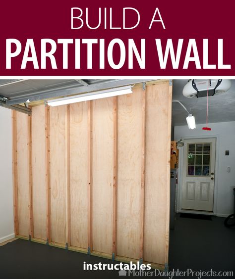 Build A Partition Wall, Building A Room Divider Wall, Basement Wall Partitions, Shared Bedroom Partition, Garage Wall Divider Ideas, How To Build A False Wall, Build Fake Wall, Diy Room Partition Temporary Wall, How To Build A Partition Wall