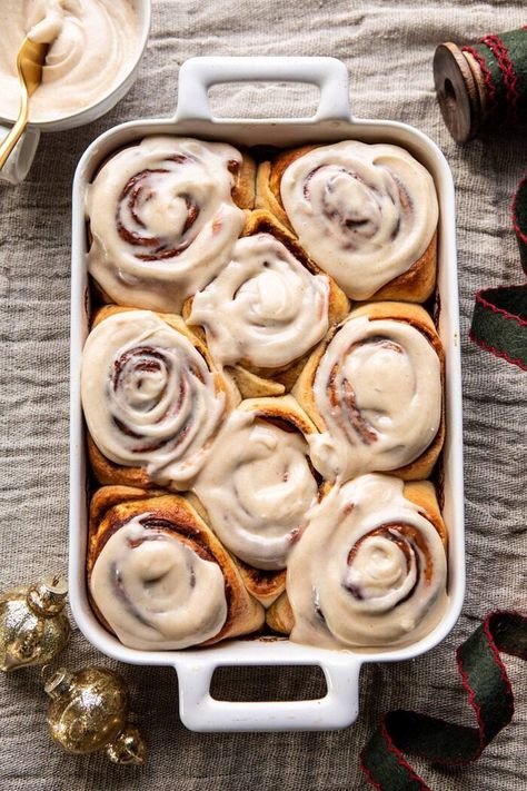 Easy Gingerbread Brioche Cinnamon Rolls | halfbakedharvest.com #cinnamonrolls #gingerbread Brioche Cinnamon Rolls, Easy Gingerbread, Brown Butter Frosting, Breakfast Rolls, French 75, Yeast Breads, Holiday Favorite Recipes, Harvest Recipes, Low Carb Dessert