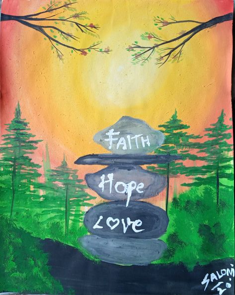 #faith,hope,love I Am Hopeful Because Art, Hope Painting Ideas, Hope Word Art, Hope Drawing, Hope Artwork, Canvas Party, Hope Painting, Faith Based Art, Realistic Eye Drawing