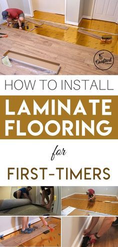 How to install and lay wood laminate flooring for beginners. DIY ideas, tips and directions for installation. Install Laminate Flooring, Laminate Flooring Diy, Laying Laminate Flooring, Grey Laminate Flooring, Installing Laminate Flooring, Oak Laminate Flooring, Wood Projects For Beginners, Wood Laminate Flooring, Diy Holz