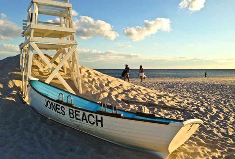 Best Beaches in Long Island to Visit This Summer - Thrillist Jones Beach Long Island, Fire Island Pines, Lifeguard Chair, Jones Beach, Ny Life, Rockaway Beach, Shelter Island, Kings Park, Fire Island