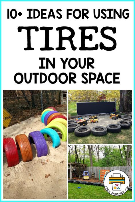 Tyre Ideas Eyfs, Pre K Playground Ideas, Playground Tire Ideas, Diy Tire Playground Ideas, Repurpose Tires Diy Projects, Tyre Playground, Tyre Ideas For Kids, Repurpose Tires, Tyre Craft