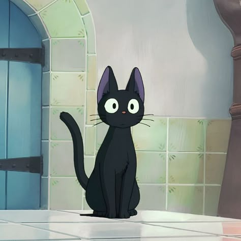 Jiji Icons Aesthetic, Jiji Cat Aesthetic, Jiji Cat Gif, Kiki's Delivery Service Black Cat, Studio Ghibli Black Cat, No Face, The Cat Returns, Cat Reference, Anime Cat