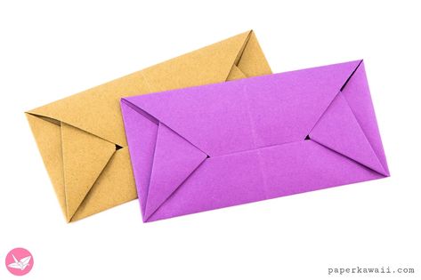 This origami envelope designed by Simon Andersen is super easy to make. This origami letterfold will only take you about 2 minutes or less to make. Make from 1 sheet of rectangular or square paper. Origami Envelope Easy, Envelope Origami, Paper Kawaii, Envelope Tutorial, Letter Folding, Origami Star Box, Origami Ball, Origami Envelope, Origami For Beginners