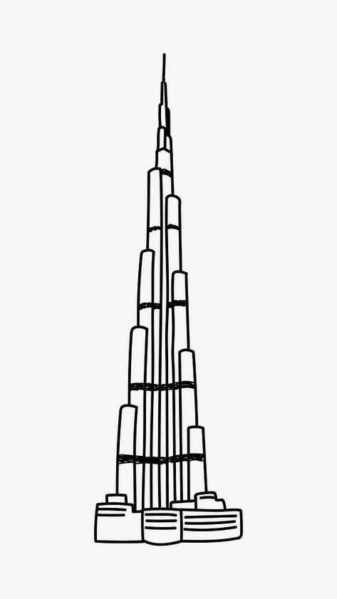 Burj Khalifa Dubai hand drawn illustration vector | free image by rawpixel.com / Salaithorn Burj Khalifa Illustration, Dubai Doodle, Burj Khalifa Drawing, Dubai Drawing, Dubai Illustration, Dubai Art, Khalifa Dubai, Architecture Drawing Plan, Sand Toys