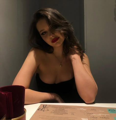 Brown Hair Red Lips, Red Lips Outfit, One For My Enemy, Red Lipstick Outfit, Kiara Falcone, Cherry Red Lipstick, Twisted Emotions, Red Lipstick Makeup Looks, Lipstick Dark Red