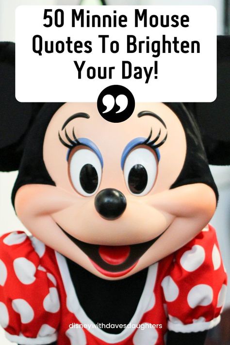 50 Minnie Mouse Quotes from movies and tv shows that will make you smile! Check out our favorite Disney quotes.. Mickey Mouse Quotes Love, Minnie Mouse Birthday Quotes, Minnie Mouse Sayings, Minnie Mouse Quotes Inspiration, Minnie Quotes, Minnie Mouse Quotes, Disney Birthday Quotes, Disney Birthday Wishes, Baby Card Quotes