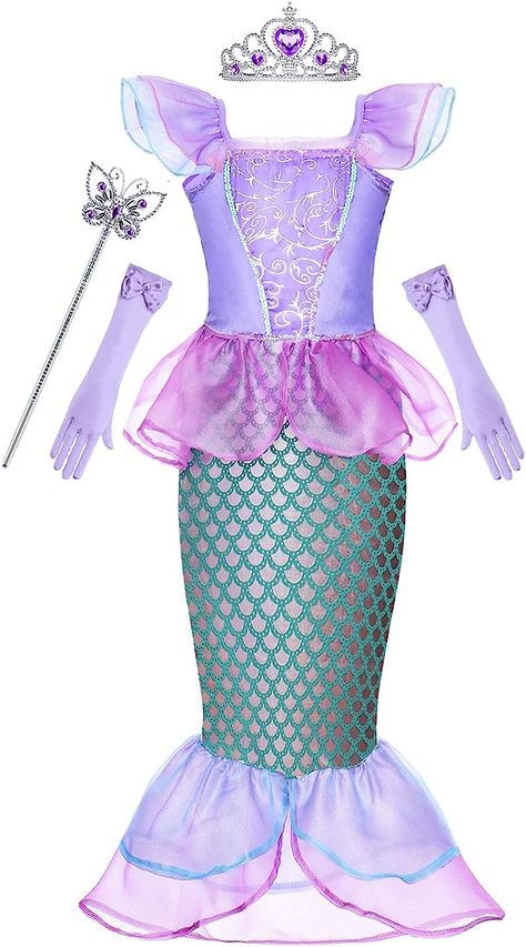 Princess Ariel Costume, Mermaid Dress For Kids, Ariel Costume, Clothes Purple, Dress Up Clothes, Little Mermaid Costume, Fancy Outfit, Princess Dress Up, Disney Princess Dresses