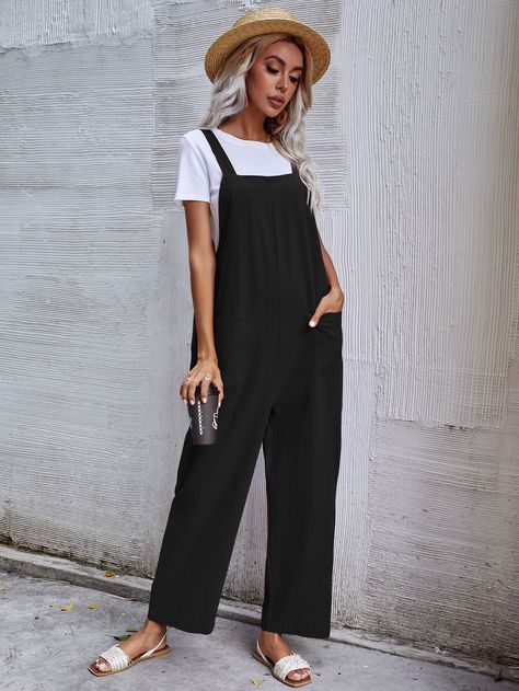 Overalls Outfit, Overall Jumpsuit, Loose Jumpsuit, Stylish Letters, Jumpsuit Outfit, Linen Jumpsuit, Sweaters And Leggings, Edgy Look, Sleeveless Jumpsuits