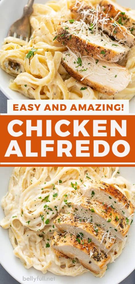 Easy Chicken Alfredo Recipe, Pasta Alfredo Con Pollo, Fetuccini Alfredo, Simple Chicken Alfredo Recipe, Easy Chicken Alfredo, Pan Fried Chicken Breast, Chicken Alfredo Recipe, Chicken Fettuccine Alfredo, Pasta Recipes Alfredo