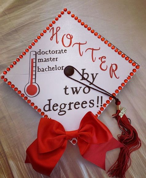 Hotter By Two Degrees Graduation Cap, Masters Grad Cap Designs, Two Degrees Hotter Grad Cap, Associates Degree Graduation, Two Degrees Hotter, Psychology Graduation Cap, Bsn Graduation Cap, Degree Party, Degree Cap