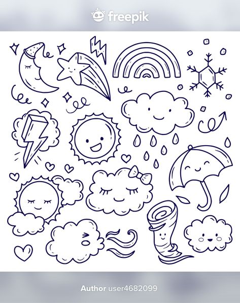 Rainbow Doodles Cute, Monsoon Doodle Art, Cloud Cute Drawing, Cloud Doodles Simple, Baby Doodles Drawing, Cute Rainbow Drawings, Cute Clouds Drawing, May Doodles, Rainbow Drawing Ideas