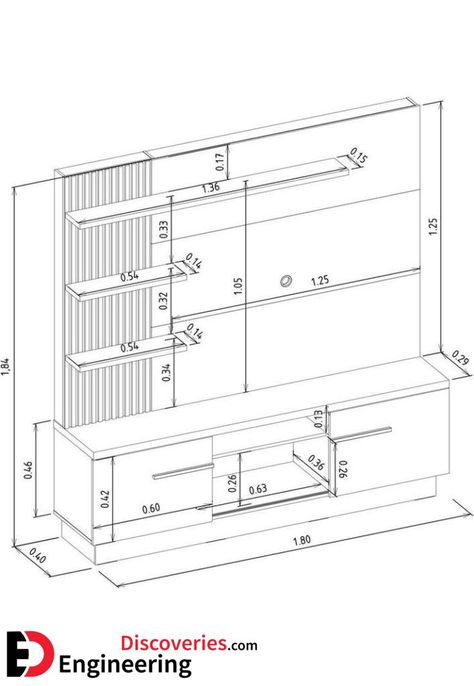 TV Unit Dimensions And Size Guide - Engineering Discoveries Tv Unit Dimensions, Tv Unit Wall, Tv Stand Unit, Bedroom Tv Stand, Materials Board Interior Design, Tv Wall Cabinets, Tv Unit Furniture Design, Tv Unit Furniture, Tv Cabinet Design