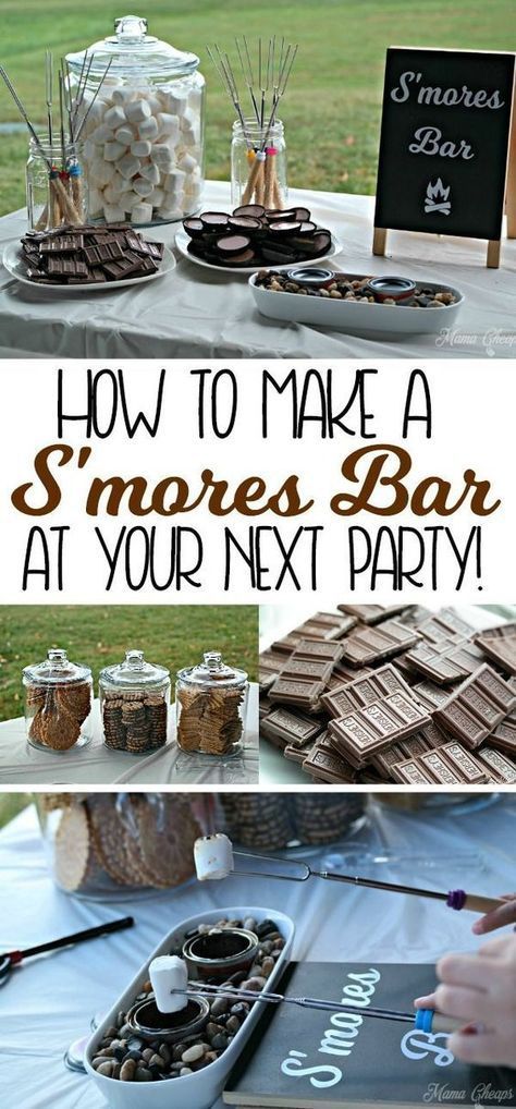 Smores Bar Party, Smores Party, Smores Bar, Bonfire Party, Food Bars, S'mores Bar, Party Bars, S'mores, Bar Party