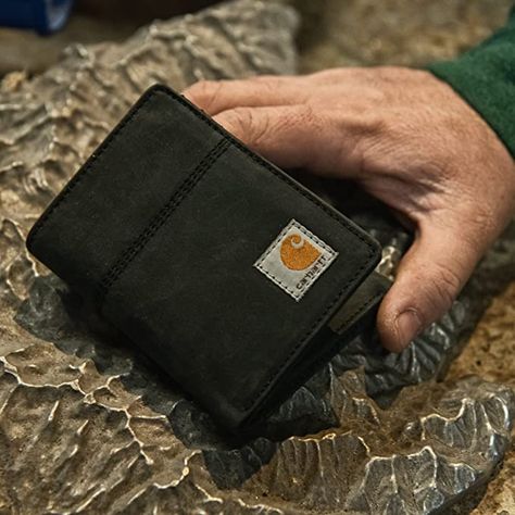 Carhartt Men's Trifold, Durable Wallets, Available in Leather and Canvas Styles Carhartt Wallet, Carhartt Bag, Fun Wallets, Leather Trifold Wallet, Branded Wallets, Canvas Wallet, Leather And Canvas, Billfold Wallet, Cat Bag