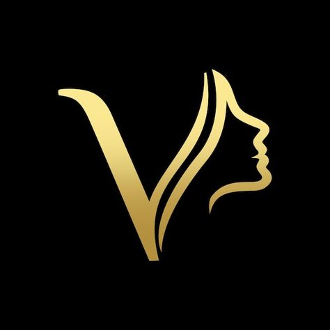 Beauty Logo Design Ideas Graphics, V Logo Design Ideas, Jv Logo, Nail Logos Ideas, Woman Face Logo, Nail Logos, Logo Flor, Face Logo Design, Vr Logo