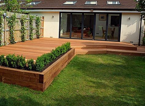 Small Backyard Decks, Decking Ideas, Patio Deck Designs, Wooden Deck, Back Garden Design, Deck Designs Backyard, Backyard Renovations, Patio Garden Design, Decks Backyard