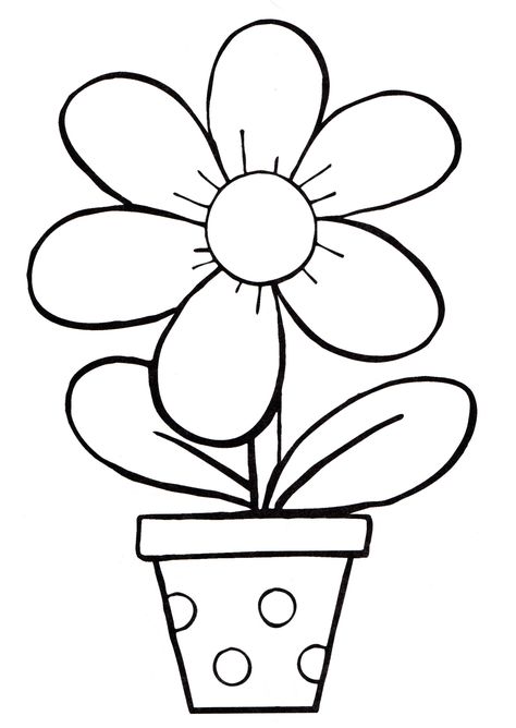 Cute Flower Drawing, Printable Flower Coloring Pages, Flower Line Art, Free Kids Coloring Pages, Kindergarten Coloring Pages, Spring Coloring Pages, Bird Embroidery, Easy Coloring Pages, Flower Coloring Pages