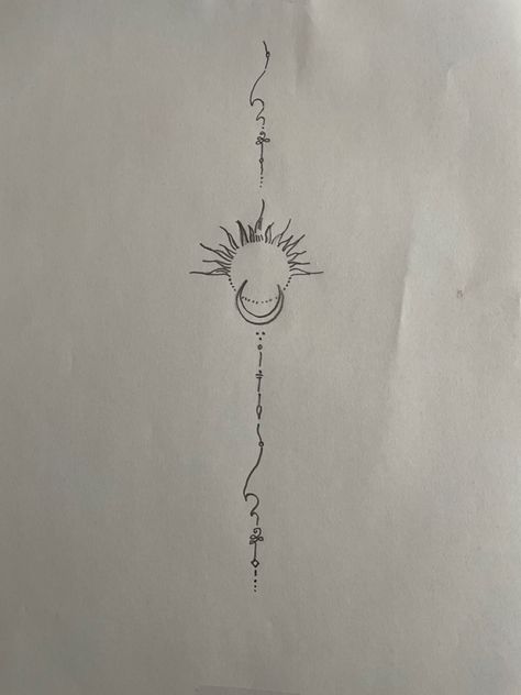 Boho Spine Tattoos For Women, Vertical Moon Tattoo, Sun Spine Tattoos For Women, Wave Back Tattoo, Wave Spine Tattoo, Ocean Spine Tattoos For Women, Beach Spine Tattoo, Sun Spine Tattoo, Ocean Spine Tattoo