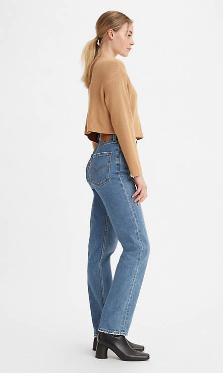 70's High Rise Slim Straight Women's Jeans - Medium Wash | Levi's® US Levi Outfits, Moms Jeans, Levis Jeans High Waisted, High Straight Jeans, October Country, Emotionally Attached, Clothes Wishlist, Cuffed Jeans, High Waisted Mom Jeans