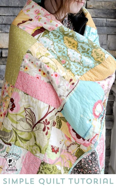 Snuggly Layer Cake Quilt Pattern | Polka Dot Chair Easy Quilt Tutorials, Layer Cake Quilt, Layer Cake Fabric, Hexagon Quilt Pattern, Layer Cake Quilt Patterns, Free Quilt Tutorials, Fat Quarter Quilt Pattern, Quilt Layers, Big Block Quilts