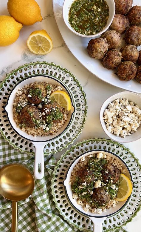 Spicy Chimichurri Meatballs Chimichurri Meatballs, Sutherland Belle, Spicy Stew, Meatball Ingredients, Beef Meatballs, Cauliflower Crust, Ground Pork, Fabulous Foods, Southern Recipes