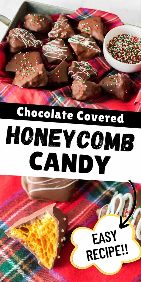 Honeycomb Recipe, Honeycomb Candy, Easy Christmas Candy Recipes, 2023 Recipes, Chocolate Candy Recipes, Christmas Food Gifts, Candy Recipes Homemade, Christmas Candy Recipes, Homemade Candies