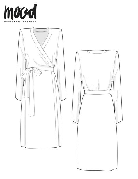 Mood Dress Pattern, Free Costume Sewing Patterns, Wrap Dress Pattern Free, Homemade Closet, Diy Wrap Dress, Tech Drawing, Craft Clothes, Wrap Dress Sewing Patterns, Mood Sewciety