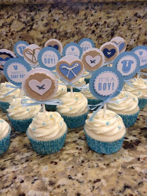 Baby boy shower cupcakes Baby Boy Shower Cupcakes, Boys Cupcakes, Baby Shower Cupcakes For Boy, Baby Boy Cupcakes, Baby Shower Snacks, Cupcakes For Boys, Baby Cupcake, Ideas Baby Shower, Baby Shower Cakes For Boys