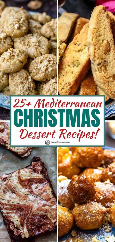 25+ Mediterranean Christmas Dessert Recipes your guests will love! Check out my recipes and step-by-step instructions for making the BEST desserts! Mediterranean Christmas, Mediterranean Desserts, Mediterranean Recipes Healthy, Diet Desserts Recipes, Christmas Dessert Recipes, Mediterranean Diet Recipes Dinners, Healthy Christmas Recipes, Christmas Food Treats, The Best Desserts