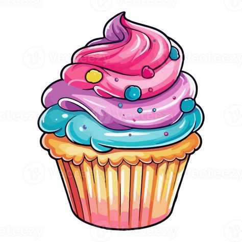 Pop Art Cupcakes, Cupcake Colouring, Cupcake Wallpaper, Colourful Cupcakes, Cupcake Cartoon, Sweets Clipart, Cupcakes Wallpaper, Cupcake Tattoos, Cartoon Cupcakes