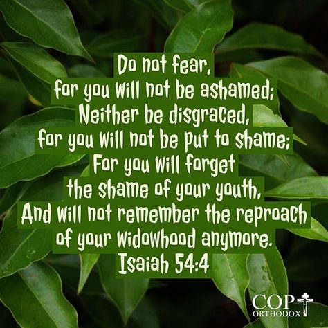 Isaiah 54:4 “Do not fear, for you will not be ashamed; Neither be disgraced, for you will not be put to shame; For you will forget the shame of your youth, And will not remember the reproach of your widowhood anymore. Scripture Affirmations, Isaiah Bible, Book Of Isaiah, Conquer Fear, Church Youth Group, Isaiah 54, In The Name Of Love, Church Youth, Bible Verse Of The Day