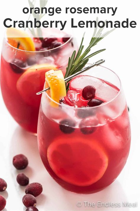 Cranberry Lemonade - The Endless Meal® Cranberry Syrup, Rosemary Lemonade, Cranberry Lemonade, Holiday Mocktail, Cucumber Lemonade, Cranberry Drinks, Cranberry Margarita, Lemon Drink, Delicious Drink Recipes