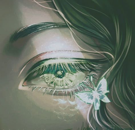 Green Anime Eyes Aesthetic, Eye Pfp Aesthetic, Green Eye Art, Green Profile Picture, Green Eyes Drawing, Wallpaper In Love, Aesthetic Character Art, Eye Pfps, Green Eyes Art