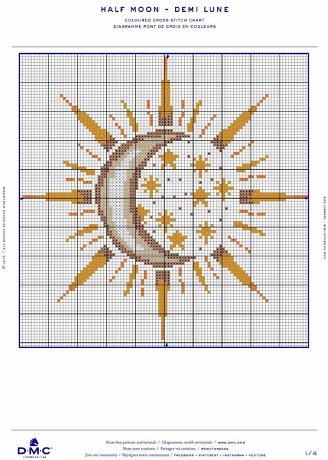 Two Color Cross Stitch, Cat Cross Stitch Patterns Free Printable, Sun And Moon Cross Stitch Pattern, Alternative Cross Stitch, Sun And Moon Crochet Pattern, D&d Cross Stitch, Sun Moon Crochet, Free Cross Stitch Patterns Vintage, Cross Stitch Patterns Nature