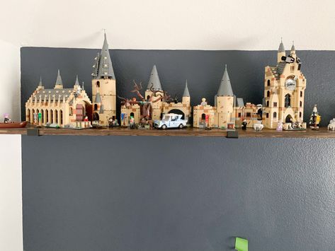 Displaying Lego Sets, Lego Bookshelf Display, How To Display Legos, Adult Lego Display, Lego Harry Potter Display, Harry Potter Lego Display, Lego Display Ideas Adult, Harry Potter Lego Display Ideas, How To Display Lego Sets